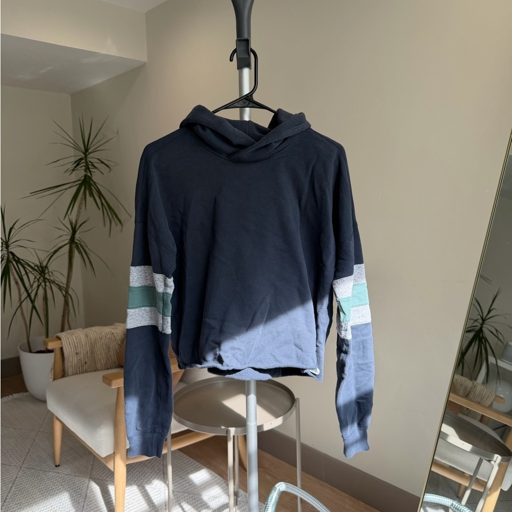 Women's | Abercrombie Oversized Crop Hoodie Navy Seafoam | Small
